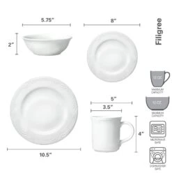 Filigree® 16 Piece Dinnerware Set, Service For 4 12 Filigree® 16 Piece Dinnerware Set, Service For 4 -Kitchen Supplies Store 10703845 dimensions 01