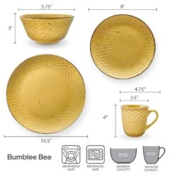 Bumble Bee Yellow 16 Piece Dinnerware Set, Service For 4 21 Bumble Bee Yellow 16 Piece Dinnerware Set, Service For 4 -Kitchen Supplies Store 22 0091 5286600 infographic
