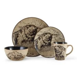 Mossy Oak Animal Print 16 Piece Dinnerware Set, Service For 4 14 Mossy Oak Animal Print 16 Piece Dinnerware Set, Service For 4 -Kitchen Supplies Store 5138758 4pc Bear onWhite