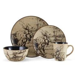 Mossy Oak Animal Print 16 Piece Dinnerware Set, Service For 4 15 Mossy Oak Animal Print 16 Piece Dinnerware Set, Service For 4 -Kitchen Supplies Store 5138758 4pc Moose onWhite
