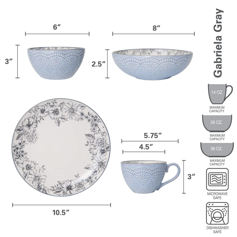 Gabriela Gray 16 Piece Dinnerware Set, Service For 4 6 Gabriela Gray 16 Piece Dinnerware Set, Service For 4 - Image 4