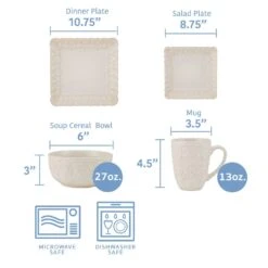 Madeleine 16 Piece Dinnerware Set, Service For 4 16 Madeleine 16 Piece Dinnerware Set, Service For 4 -Kitchen Supplies Store 5270501 Dimension