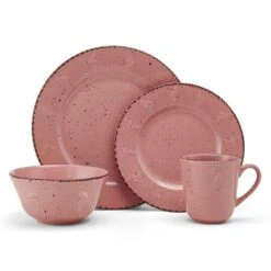Flamingo Pink 16 Piece Dinnerware Set, Service For 4 21 Flamingo Pink 16 Piece Dinnerware Set, Service For 4 -Kitchen Supplies Store 5274259 4pc onWhite