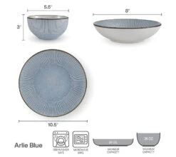 Arlie Blue 12 Piece Dinnerware Set, Service For 4 -Kitchen Supplies Store 5291358 006