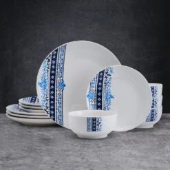 Michele 12 Piece Dinnerware Set, Service For 4 12 Michele 12 Piece Dinnerware Set, Service For 4 -Kitchen Supplies Store 5293644 SN Michele 12pc lifestyle