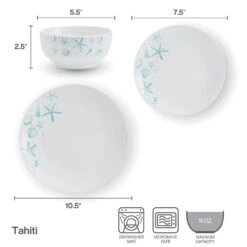 Tahiti 12 Piece Dinnerware Set, Service For 4 14 Tahiti 12 Piece Dinnerware Set, Service For 4 -Kitchen Supplies Store 5293648 SN Tahiti infographic