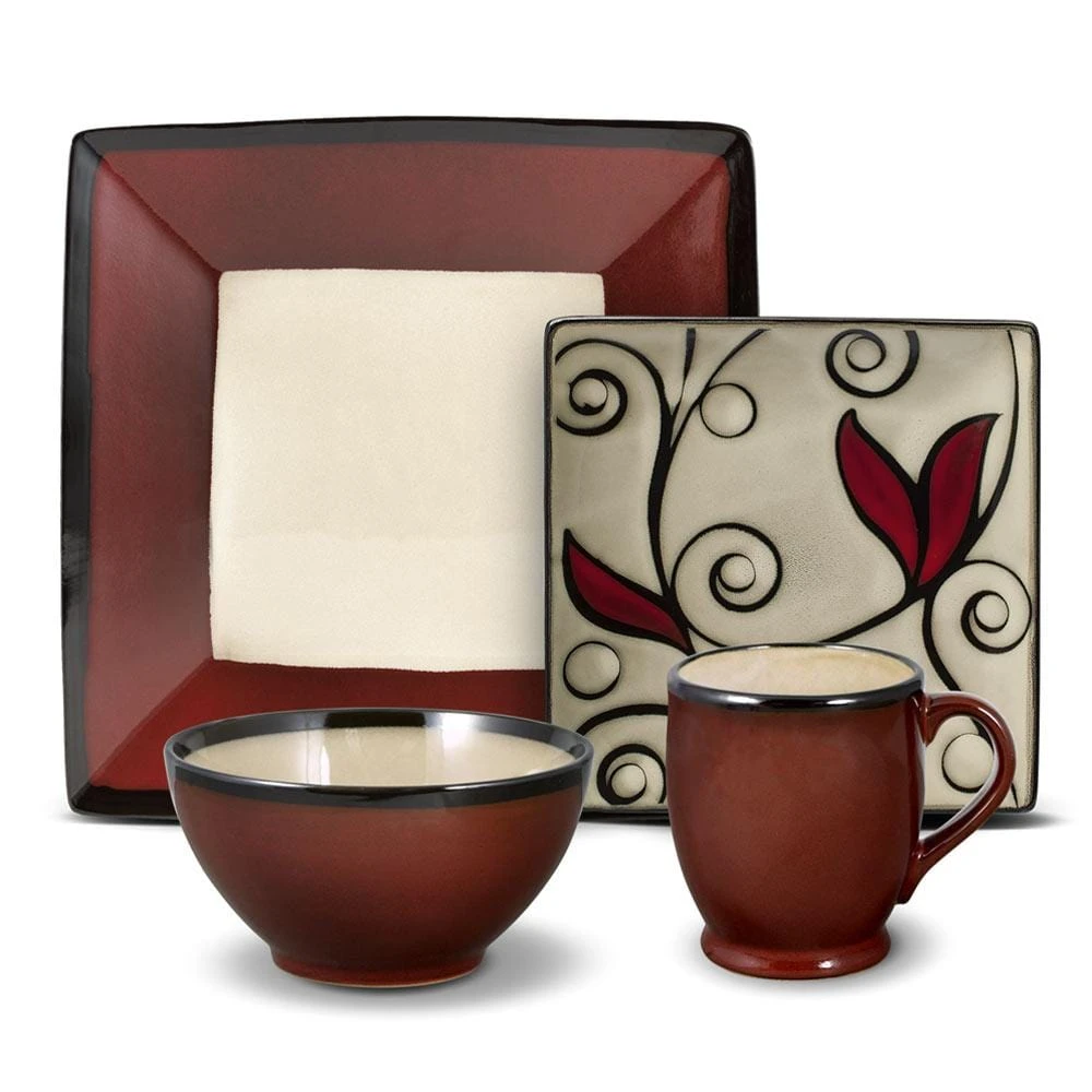 Belmont Square Red Vine Dinnerware Set 3 Belmont Square Red Vine Dinnerware Set
