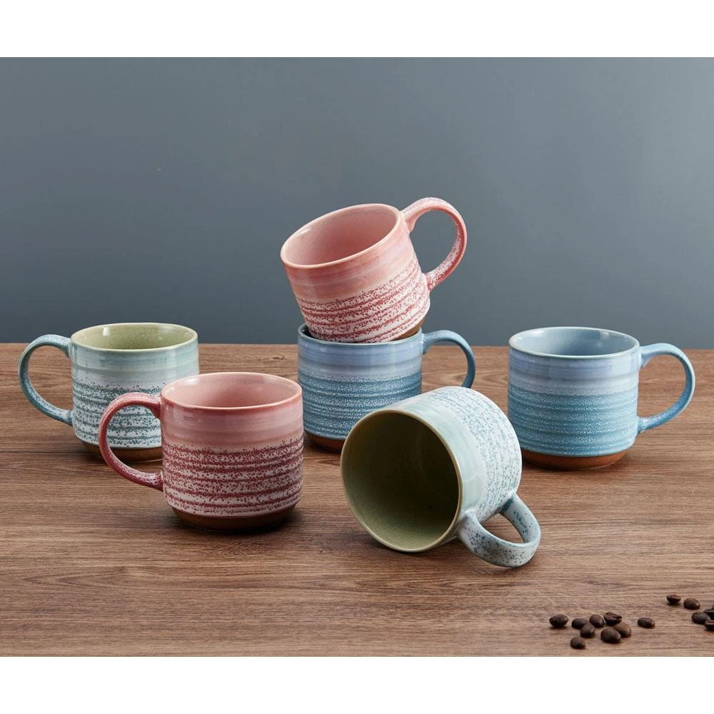 Brushed Set Of 6 Reactive Mugs, Assorted 4 Brushed Set Of 6 Reactive Mugs, Assorted - Image 2