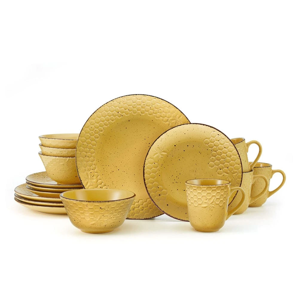 Bumble Bee Yellow 16 Piece Dinnerware Set, Service For 4 3 Bumble Bee Yellow 16 Piece Dinnerware Set, Service For 4