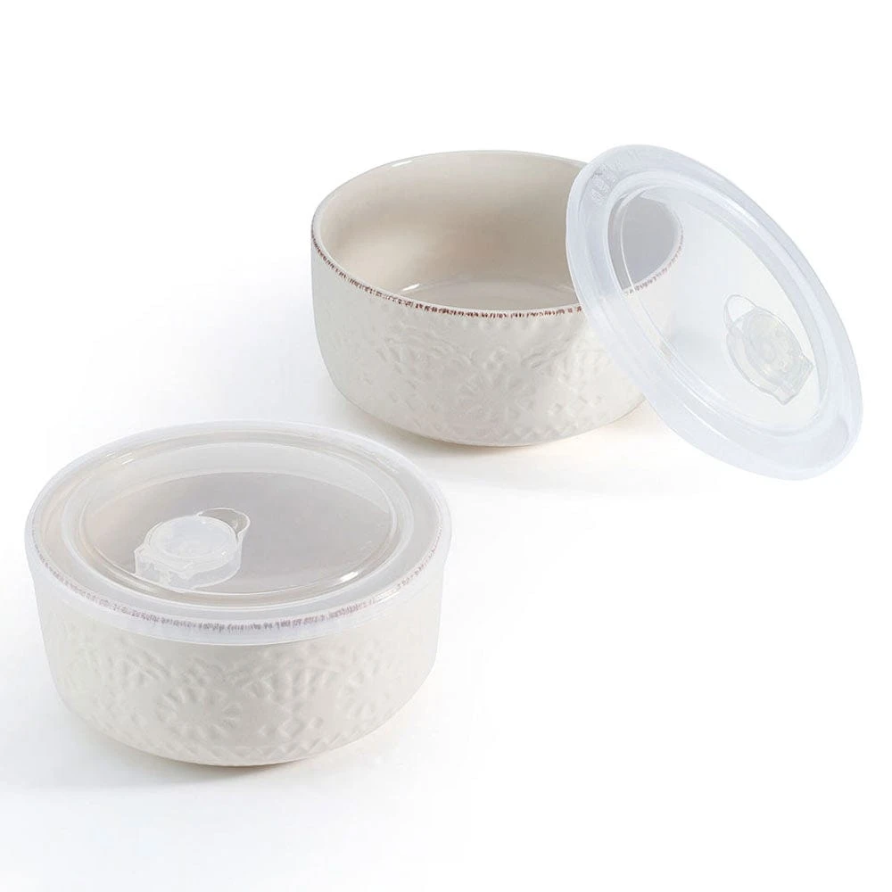 Chateau Cream Set Of 2 Storage Bowls With Lids 3 Chateau Cream Set Of 2 Storage Bowls With Lids