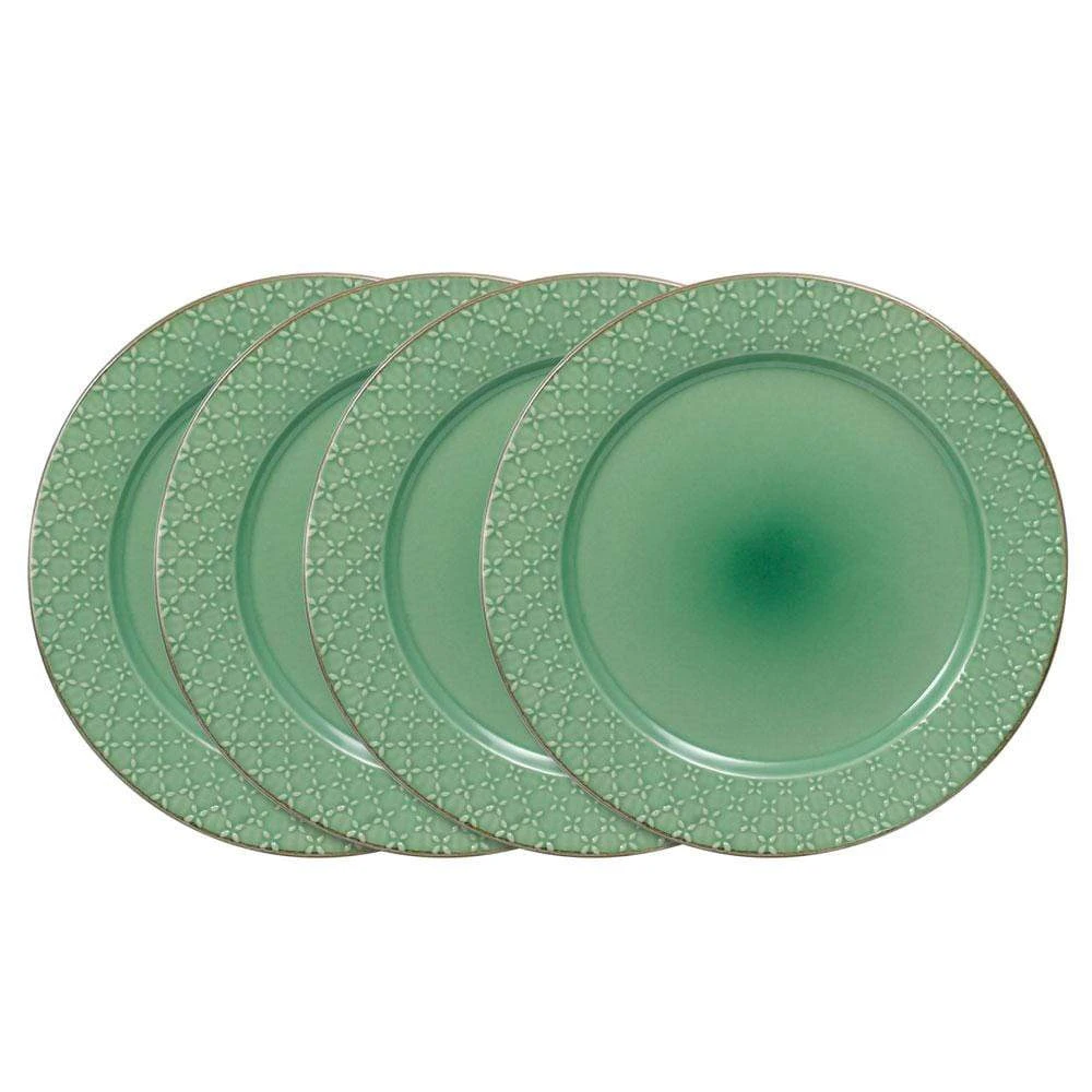 French Lace Set Of 4 Green Dinner Plates 3 French Lace Set Of 4 Green Dinner Plates