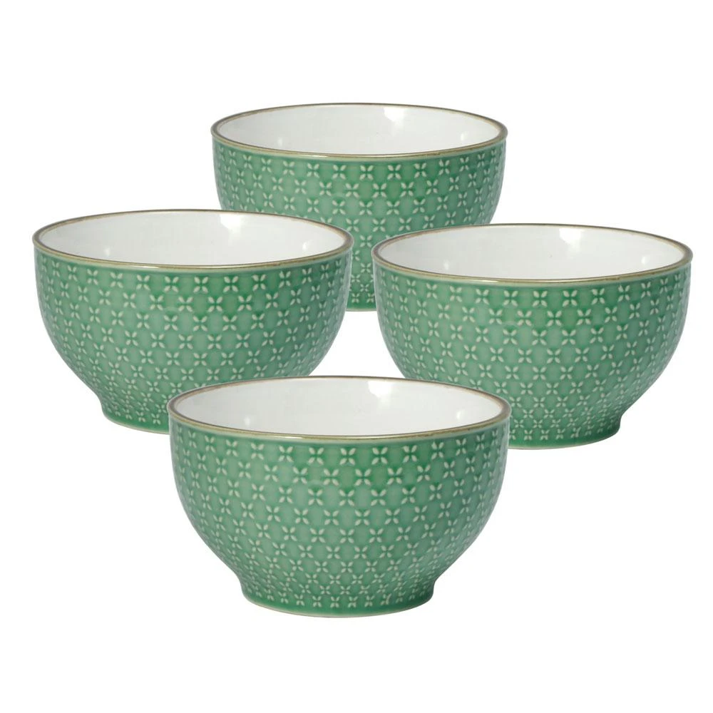French Lace Set Of 4 Green Soup Cereal Bowls 3 French Lace Set Of 4 Green Soup Cereal Bowls