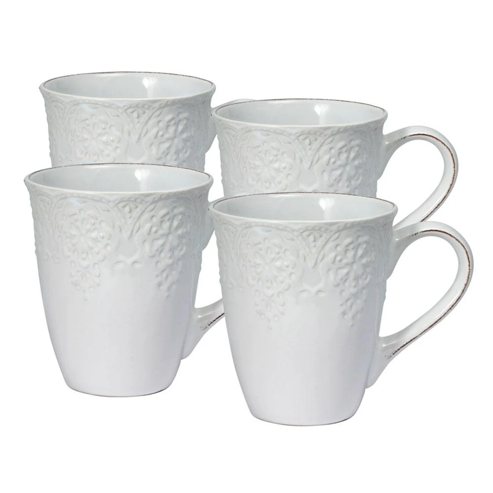 French Lace Set Of 4 White Mugs 3 French Lace Set Of 4 White Mugs