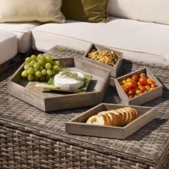 Hexagon 4 Piece Mango Wood Tray Set 11 Hexagon 4 Piece Mango Wood Tray Set -Kitchen Supplies Store hexagon 4 piece mango wood tray set 5277415 3