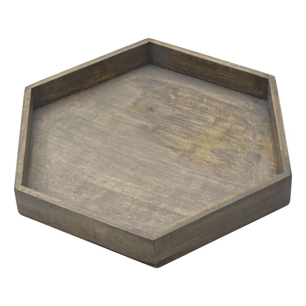 Hexagon 4 Piece Mango Wood Tray Set 7 Hexagon 4 Piece Mango Wood Tray Set - Image 5