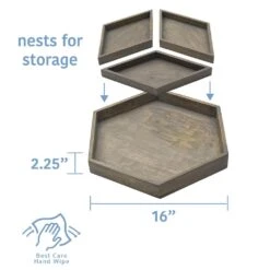Hexagon 4 Piece Mango Wood Tray Set 15 Hexagon 4 Piece Mango Wood Tray Set -Kitchen Supplies Store hexagon 4 piece mango wood tray set 5277415 7
