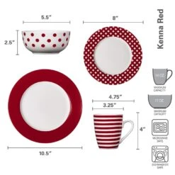 Kenna Red 16 Piece Dinnerware Set, Service For 4 7 Kenna Red 16 Piece Dinnerware Set, Service For 4 -Kitchen Supplies Store kenna red 16 piece dinnerware set service for 4 5233527 3