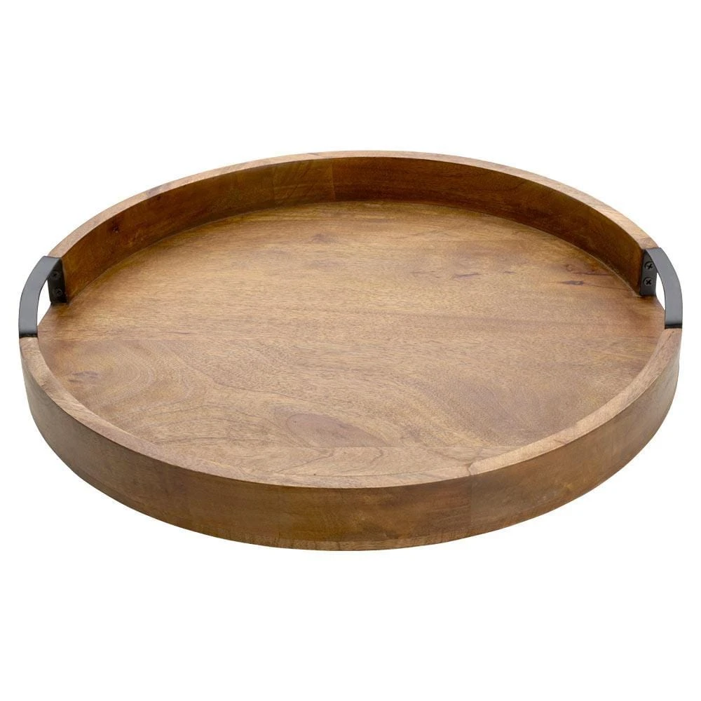 Lazy Susan Mango Wood Serve Tray, 18 Inch 3 Lazy Susan Mango Wood Serve Tray, 18 Inch