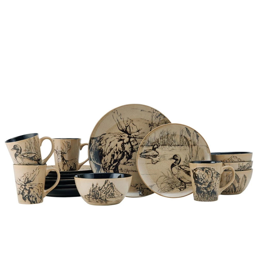 Mossy Oak Animal Print 16 Piece Dinnerware Set, Service For 4 3 Mossy Oak Animal Print 16 Piece Dinnerware Set, Service For 4