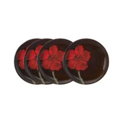 Painted Poppies Set Of 4 Appetizer Plates