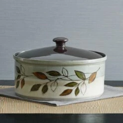 Rustic Leaves Covered Casserole -Kitchen Supplies Store rustic leaves covered casserole 5152535 2