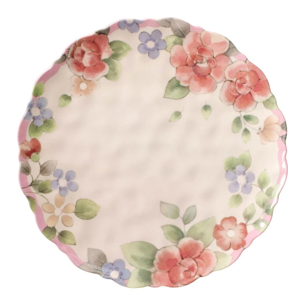 Tea Rose Set Of 4 Outdoor Melamine Dinner Plates 5 Tea Rose Set Of 4 Outdoor Melamine Dinner Plates - Image 3