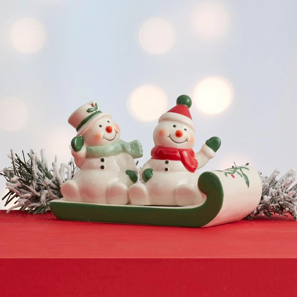 Winterberry® Snowmen On Sled Salt And Pepper Set 4 Winterberry® Snowmen On Sled Salt And Pepper Set - Image 2